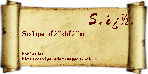 Solya Ádám névjegykártya